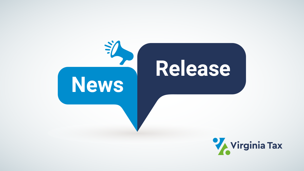 Two blue boxes with "news release," written in white letters